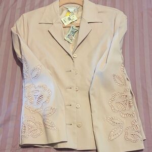 Spanner Vinatge Pale Pink Embroidered Sleeve Blazer